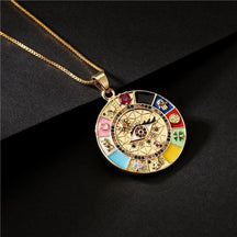 Collar chapado en oro - Amuleto de la Rueda de la Fortuna