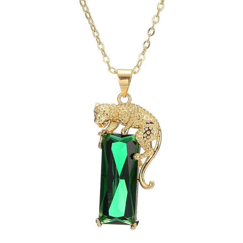 Collar rectangular dorado - leopardo