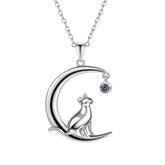Collar Gatito en la Luna en Plata de Ley 925