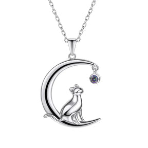 Collar Gatito en la Luna en Plata de Ley 925