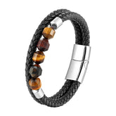Pulsera de ojo de tigre - Cuero genuino