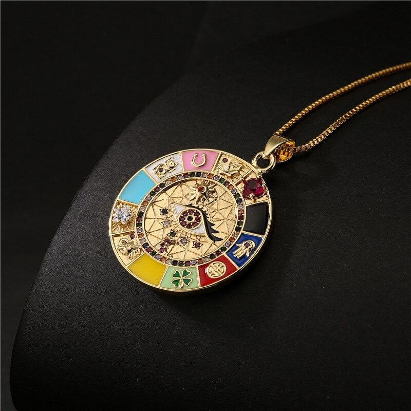 Collar chapado en oro - Amuleto de la Rueda de la Fortuna