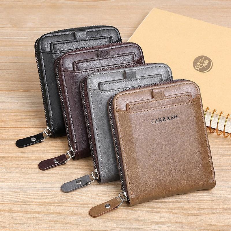 Carteira de Couro Masculina Carr Ken com Zíper Slim
