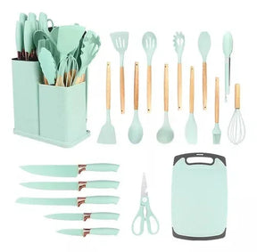 19-Piece Kitchen Utensil Kit Complete with Cutting Board