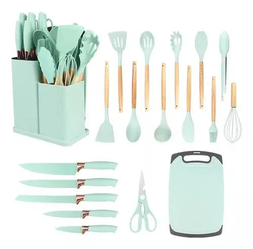 19-Piece Kitchen Utensil Kit Complete with Cutting Board