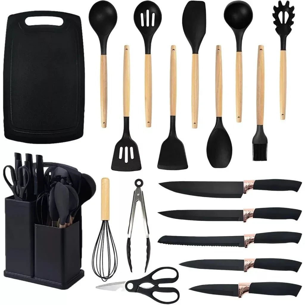 19-Piece Kitchen Utensil Kit Complete with Cutting Board