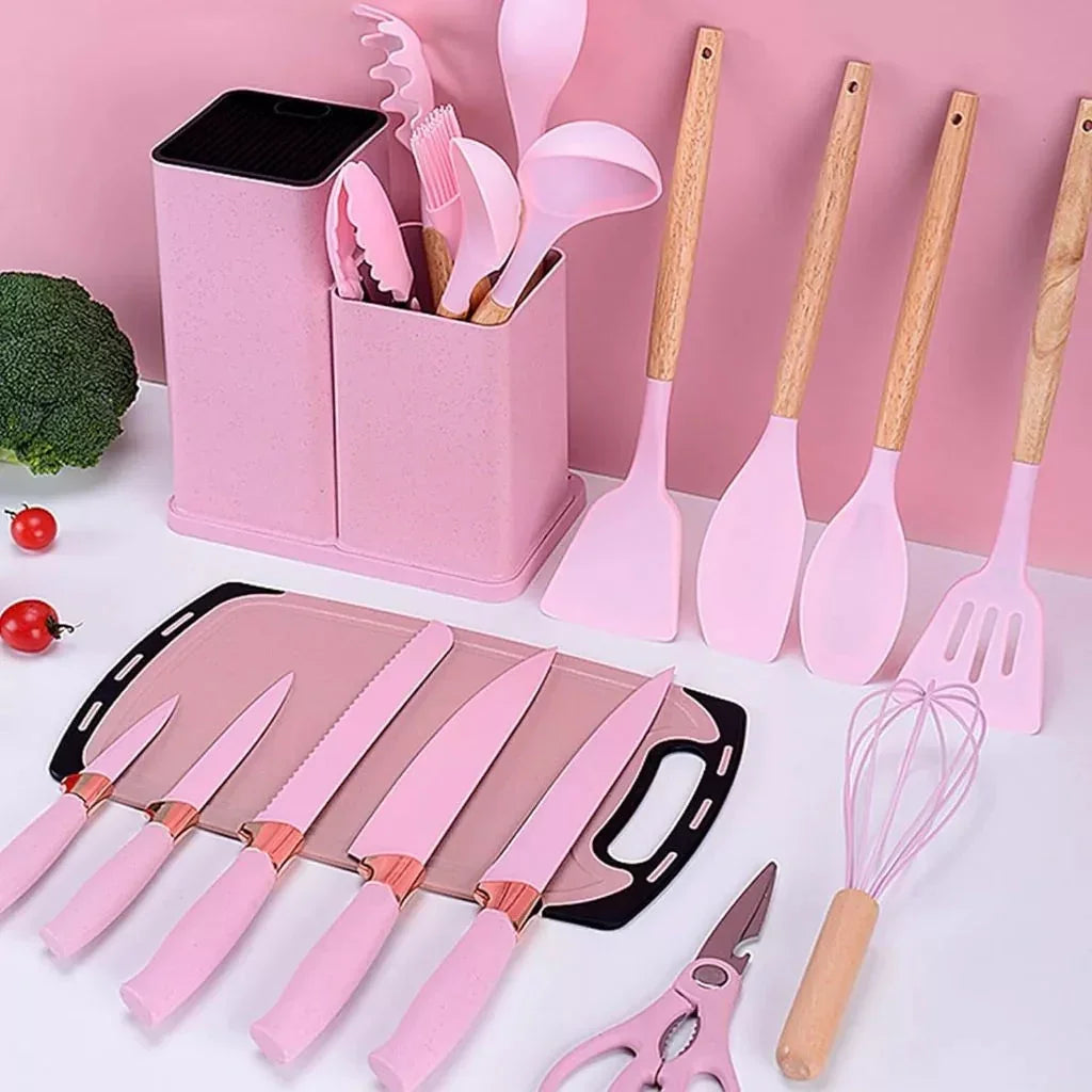 19-Piece Kitchen Utensil Kit Complete with Cutting Board