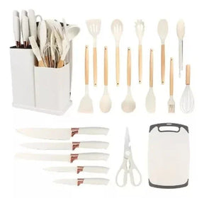 19-Piece Kitchen Utensil Kit Complete with Cutting Board