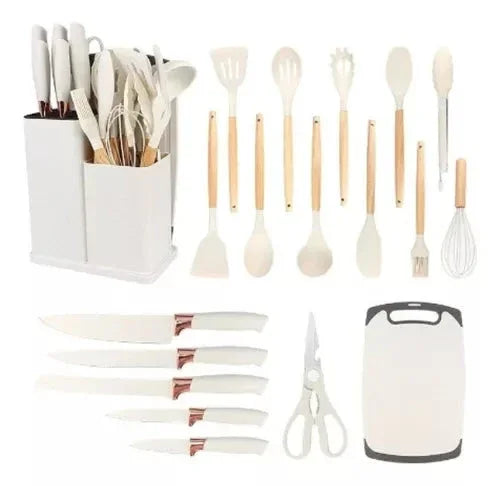 19-Piece Kitchen Utensil Kit Complete with Cutting Board