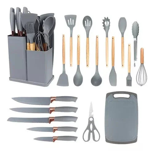 19-Piece Kitchen Utensil Kit Complete with Cutting Board