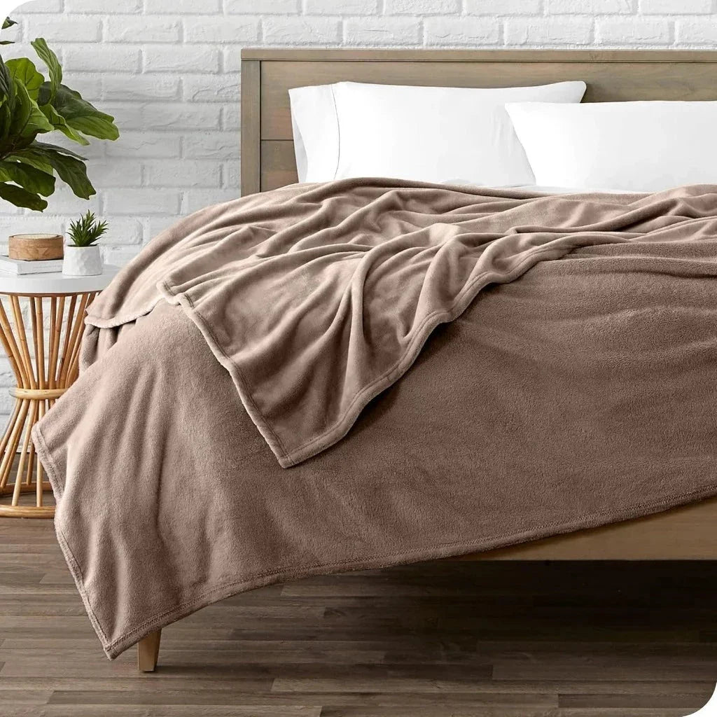 Kit of 2 Winter Double Blankets in Plain Microfiber