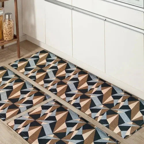 Set of 3 Geometric Non-Slip Kitchen Rugs