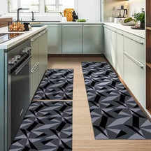 Juego de 3 alfombras de cocina antideslizantes geométricas