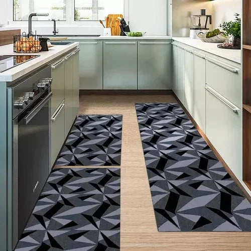 Set of 3 Geometric Non-Slip Kitchen Rugs