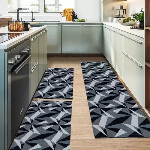 Set of 3 Geometric Non-Slip Kitchen Rugs