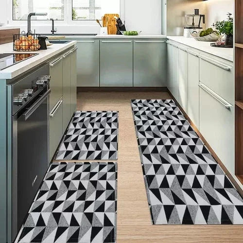 Set of 3 Geometric Non-Slip Kitchen Rugs
