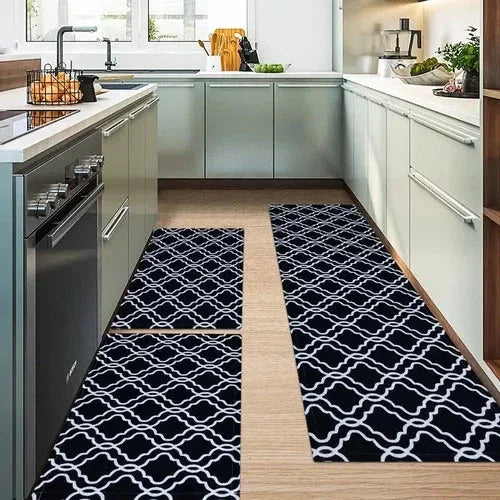 Set of 3 Geometric Non-Slip Kitchen Rugs