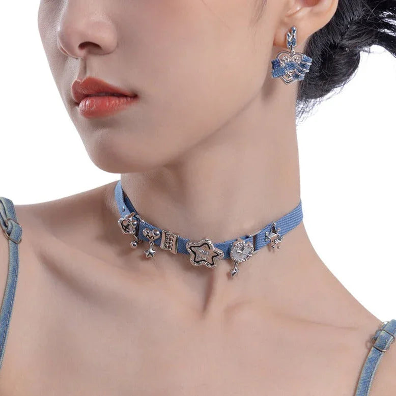 Gargantilla de jeans azules