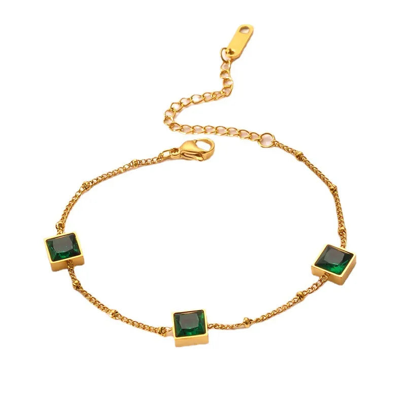 Pulseira Dourada com Esmeralda