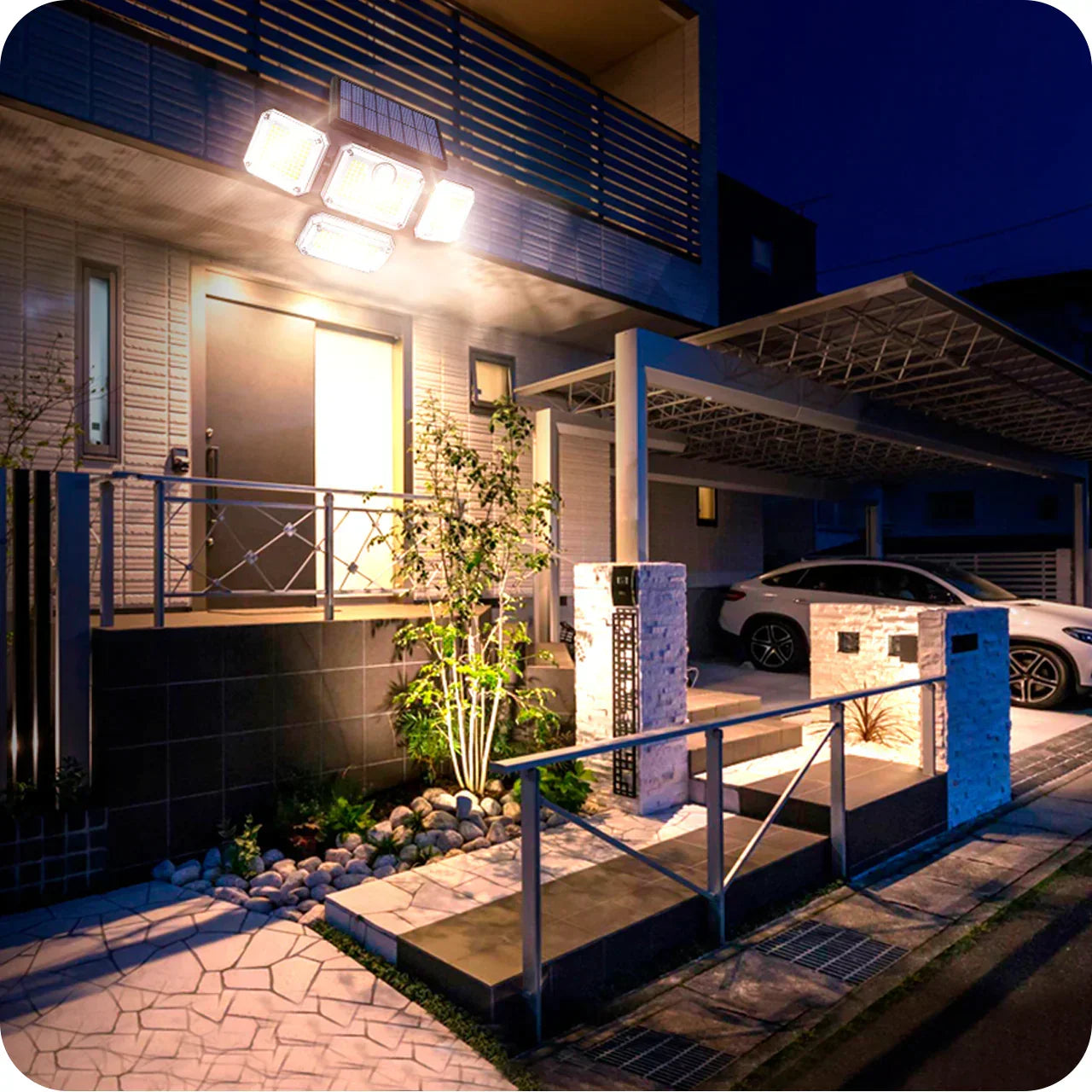 Foco LED solar de 800 W y 3 cabezales - EcoLight