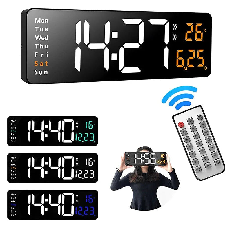 Digital Wall Clock with Remote Control and Alarm