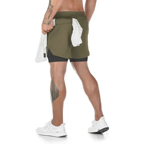 Short Masculino 2 em 1 Esportivo Camuflado, Fitness, Corrida e Academia