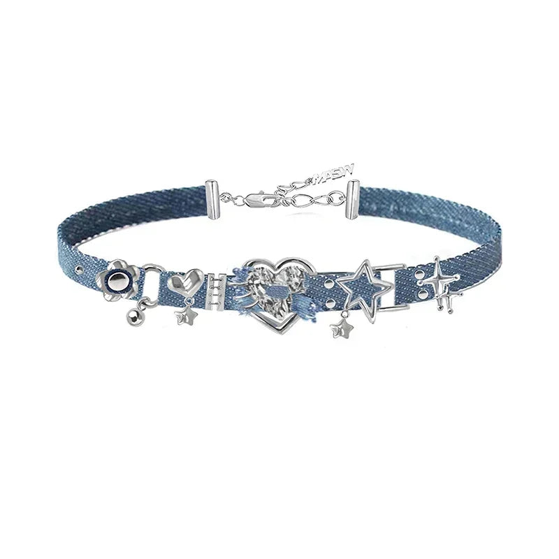 Gargantilla de jeans azules