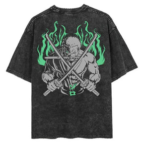 Camiseta unisex extragrande estilo Harajuku con estampado de una pieza 