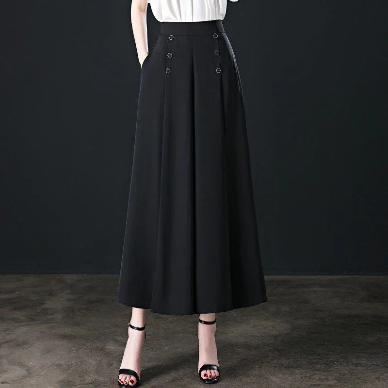 Calça de Seda Longa com Cós Alto Moda Verão 2023