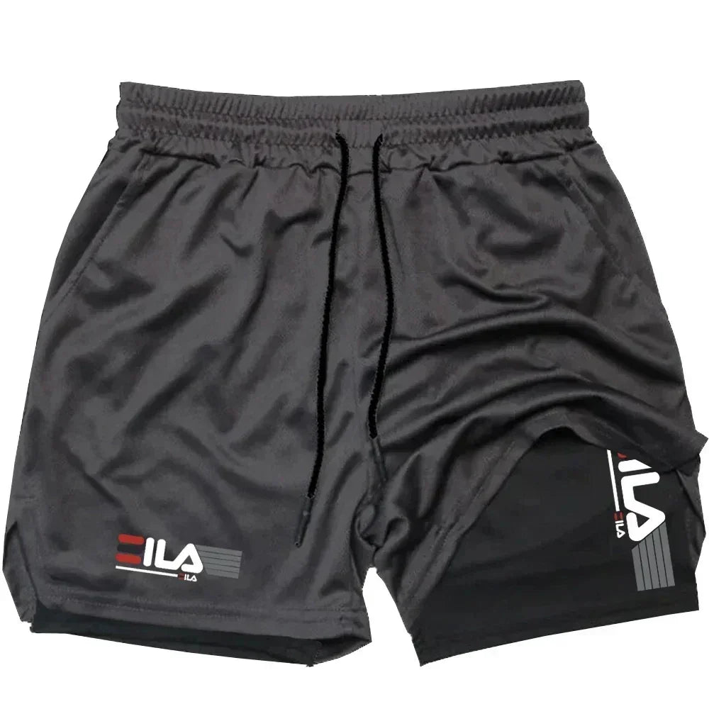 Pantalones cortos deportivos 2 en 1 para hombre