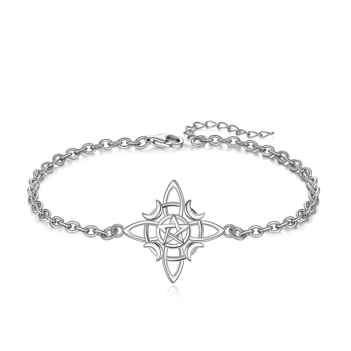 Pulsera ajustable con nudo Wicca en plata 925