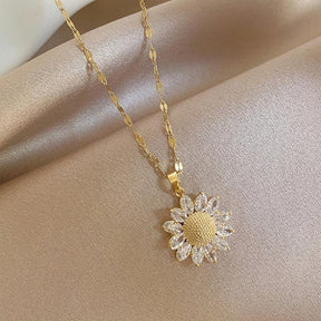 Colar de Girassol Banhado a Ouro 18K