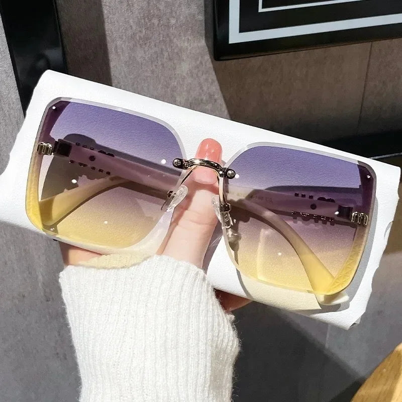 Gafas de sol cuadradas extragrandes para mujer: estilo vintage de lujo