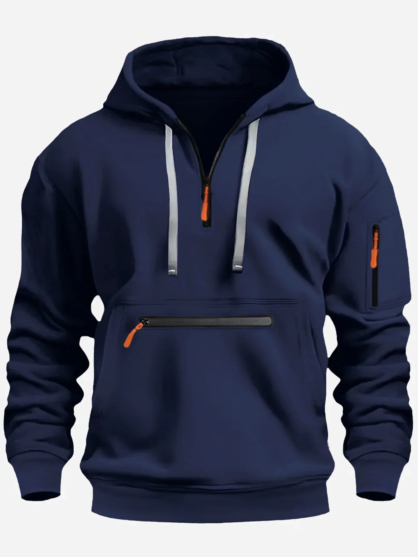 Men's Hooded Sweatshirt 2024 – Casual Streetwear Style, Multiple Pockets, Zipper and Long Sleeve