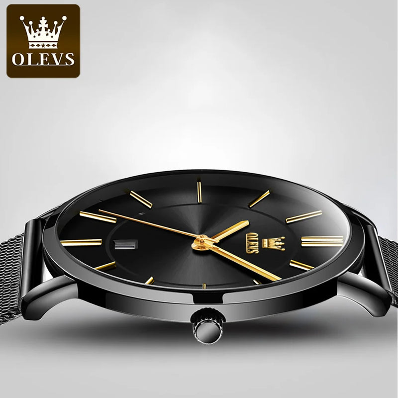 OLEVS Relógio Masculino Original Quartzo Ultra Fino à Prova D'água - 100% Aço Inoxidável 5869 40mm