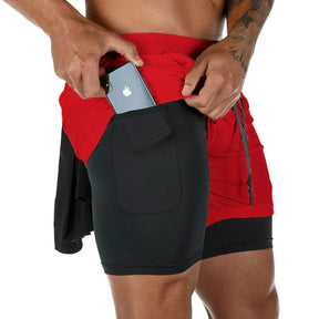 Short Masculino 2 em 1 Esportivo Camuflado, Fitness, Corrida e Academia