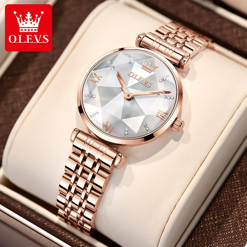 OLEVS Relógio Feminino Original Diamante Quartzo a Prova D'água Aço Inoxidável 5536 32mm