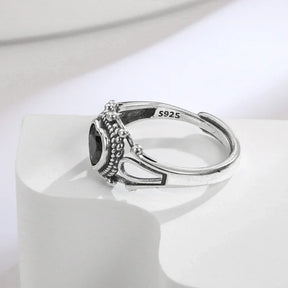 Anel Dark Heart em Prata 925 Ajustável — Design Gótico Elegante e Atemporal - Sundian