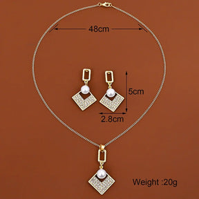 Conjunto de collar y pendientes de plata 925 con colgante de perla