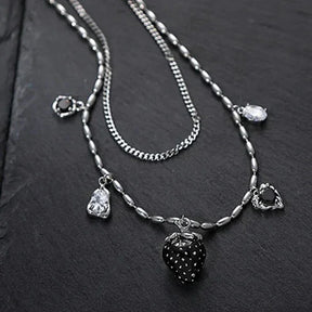 Collar de fresa negra - Cadena de 45 cm