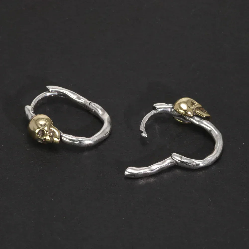 Par de pendientes de calavera vintage en plata 925