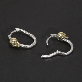 Par de pendientes de calavera vintage en plata 925