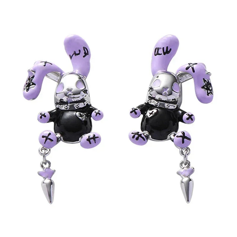 Par de pendientes de conejo punk