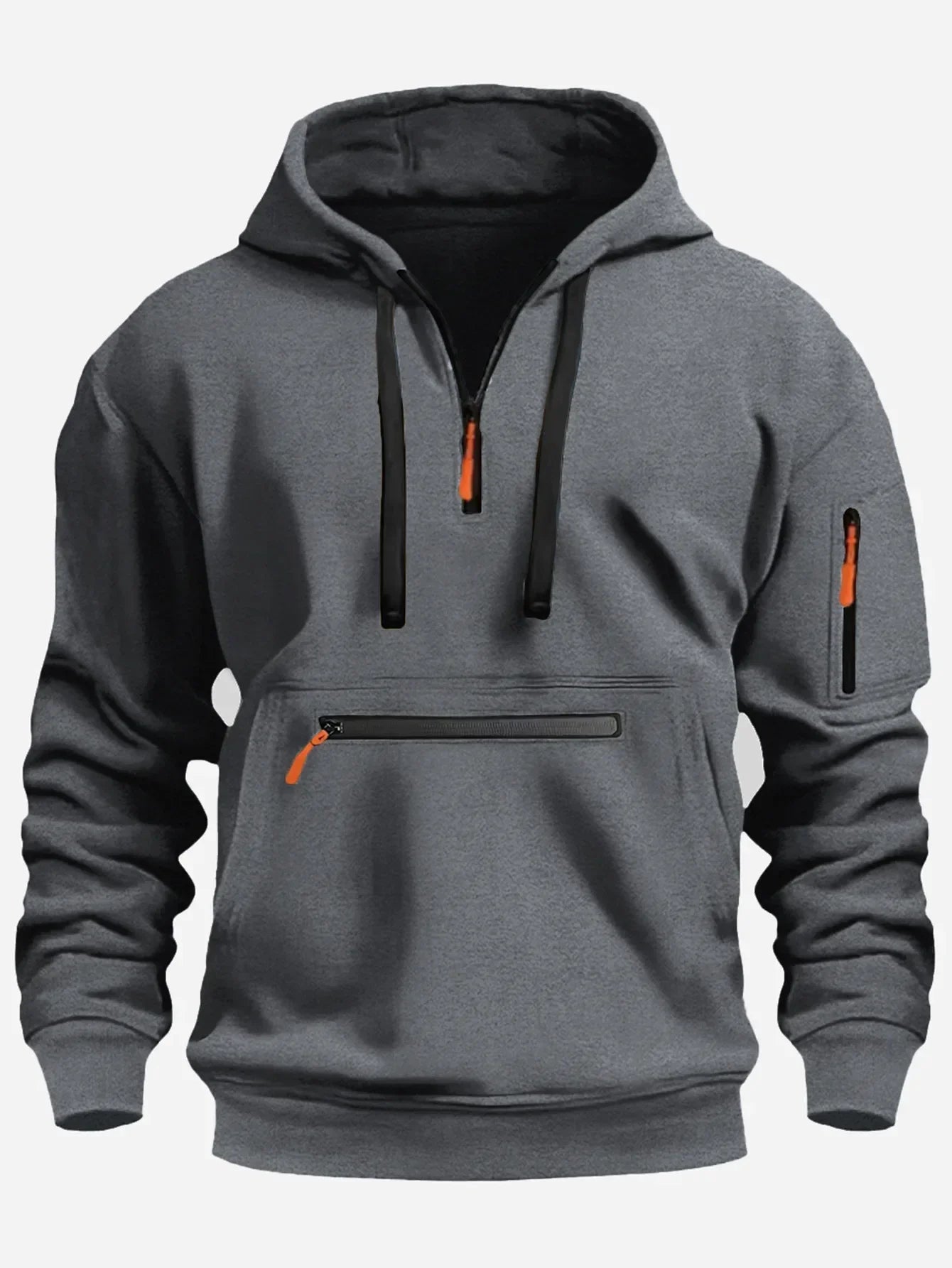 Men's Hooded Sweatshirt 2024 – Casual Streetwear Style, Multiple Pockets, Zipper and Long Sleeve