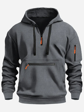 Men's Hooded Sweatshirt 2024 – Casual Streetwear Style, Multiple Pockets, Zipper and Long Sleeve