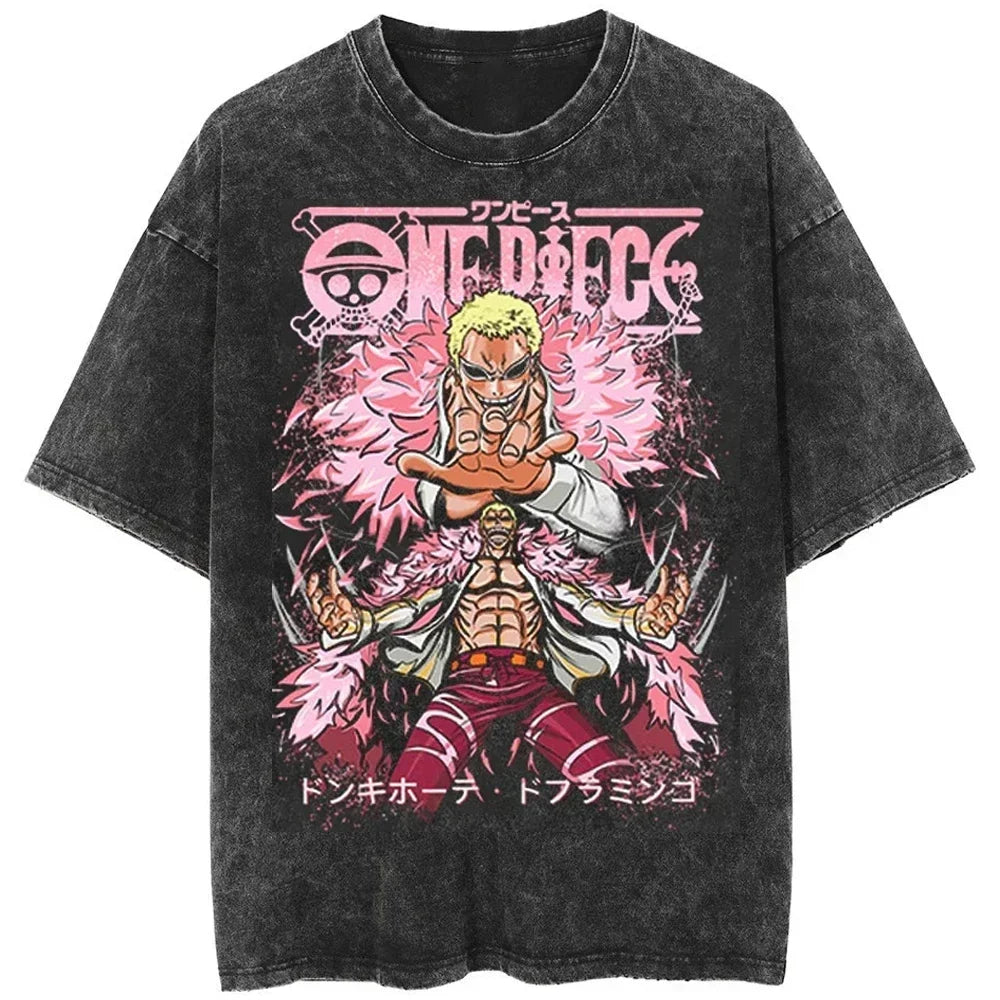Camiseta unisex extragrande estilo Harajuku con estampado de una pieza 