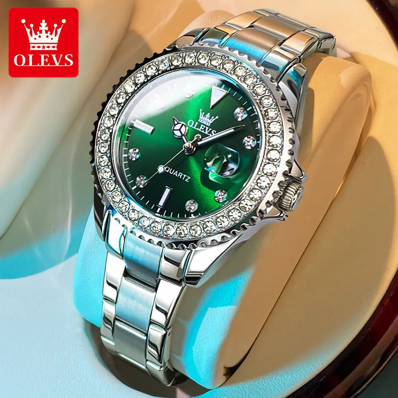 OLEVS Relógio Feminino Brilhantes 9945 – Estilo e Elegância