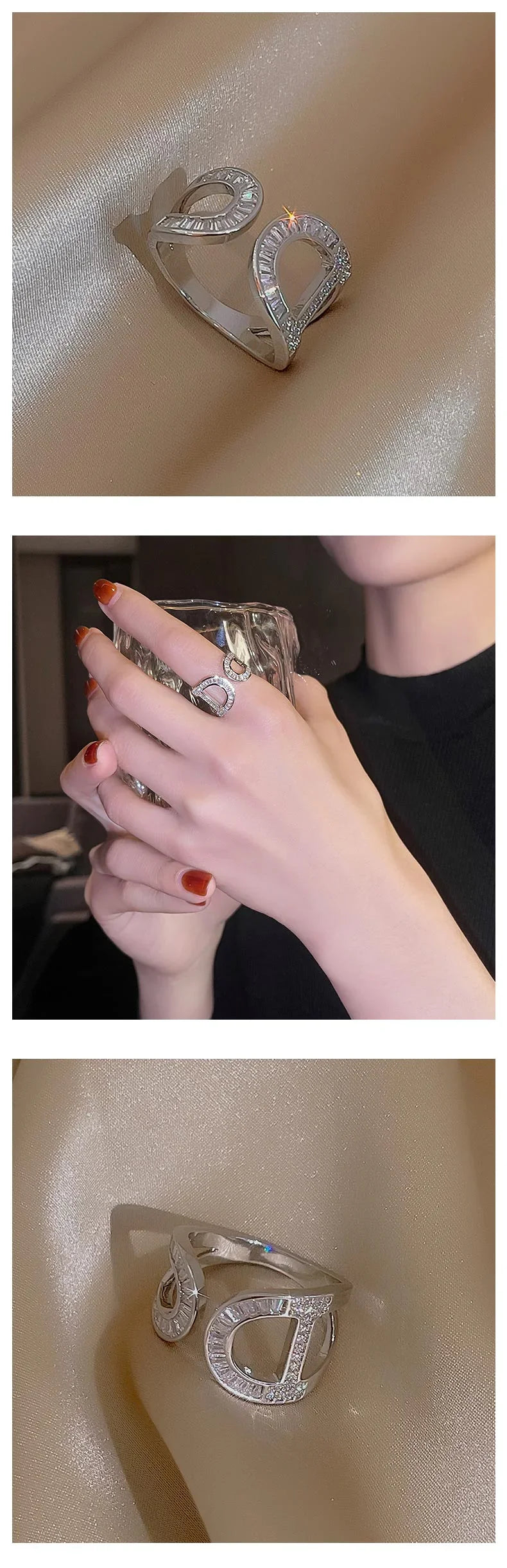 Anel Selena Cristais de Prata 18k - Sundian