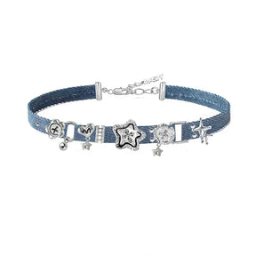 Gargantilla de jeans azules
