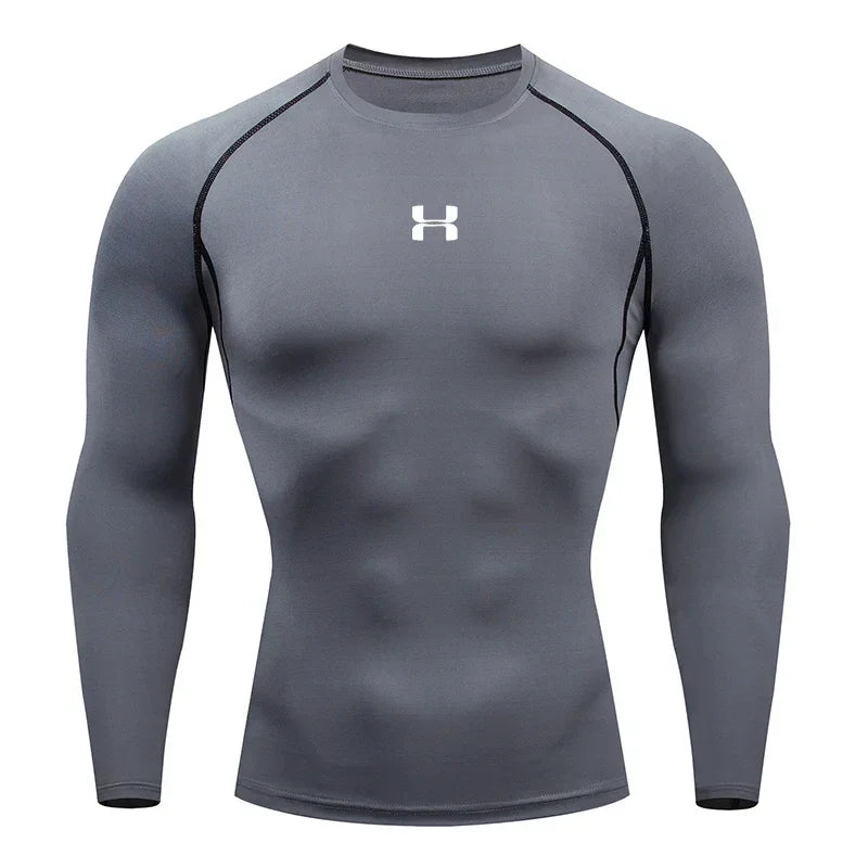 Camiseta de compresión de manga larga para hombre – Deportes y fitness 